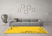 Machine Washable Solid Yellow Modern Rug, wshabs3596yw