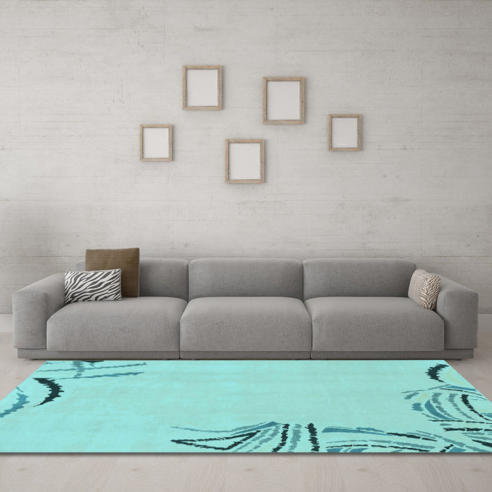 Machine Washable Solid Light Blue Modern Rug in a Living Room, wshabs3596lblu
