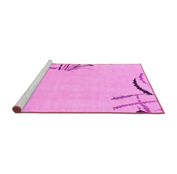 Sideview of Machine Washable Solid Pink Modern Rug, wshabs3596pnk