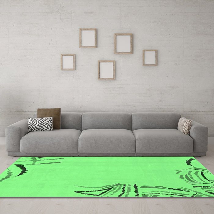 Machine Washable Solid Emerald Green Modern Area Rugs in a Living Room,, wshabs3596emgrn