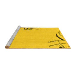 Sideview of Machine Washable Solid Yellow Modern Rug, wshabs3596yw