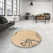 Round Machine Washable Abstract Yellow Rug in a Office, wshabs3596