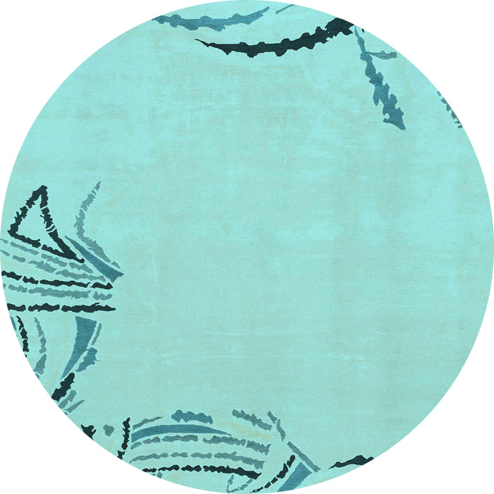 Round Machine Washable Solid Light Blue Modern Rug, wshabs3596lblu