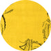 Round Solid Yellow Modern Rug, abs3596yw