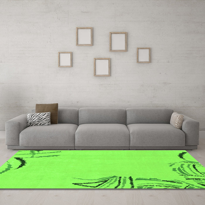 Machine Washable Solid Green Modern Area Rugs in a Living Room,, wshabs3596grn