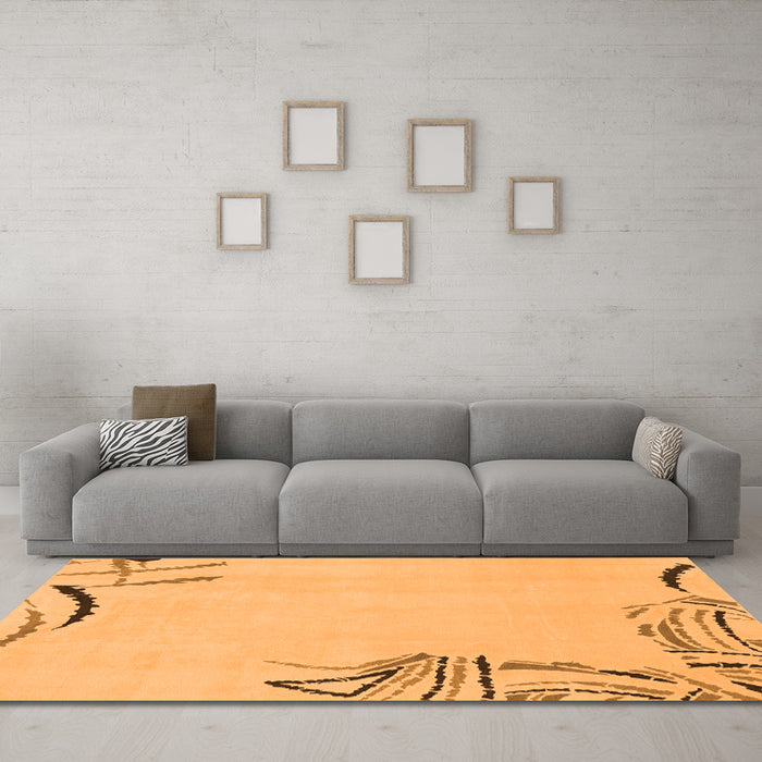 Machine Washable Solid Orange Modern Area Rugs in a Living Room, wshabs3596org