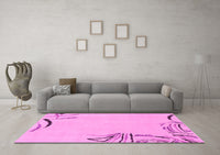 Machine Washable Solid Pink Modern Rug, wshabs3596pnk