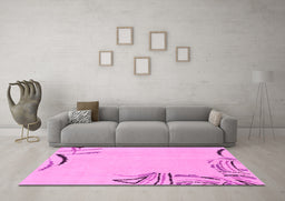 Machine Washable Solid Pink Modern Rug in a Living Room, wshabs3596pnk