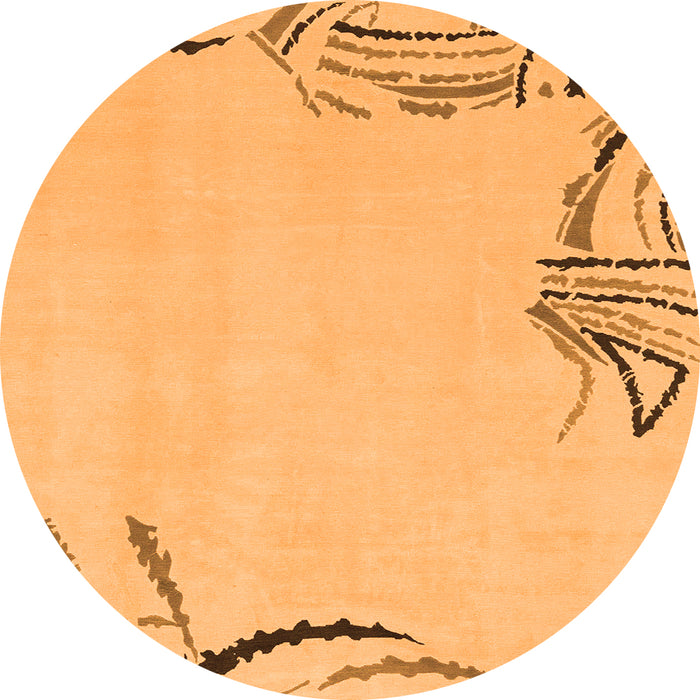 Round Machine Washable Solid Orange Modern Area Rugs, wshabs3596org