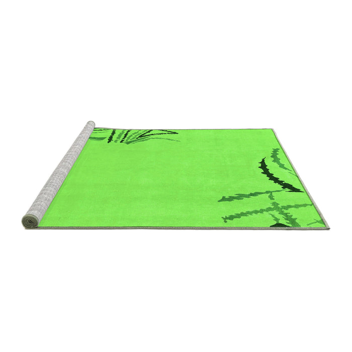 Sideview of Machine Washable Solid Green Modern Area Rugs, wshabs3596grn