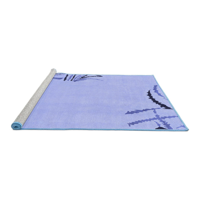 Sideview of Machine Washable Solid Blue Modern Rug, wshabs3596blu