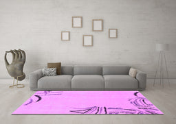 Machine Washable Solid Purple Modern Area Rugs in a Living Room, wshabs3596pur