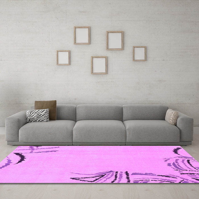 Machine Washable Solid Purple Modern Area Rugs in a Living Room, wshabs3596pur