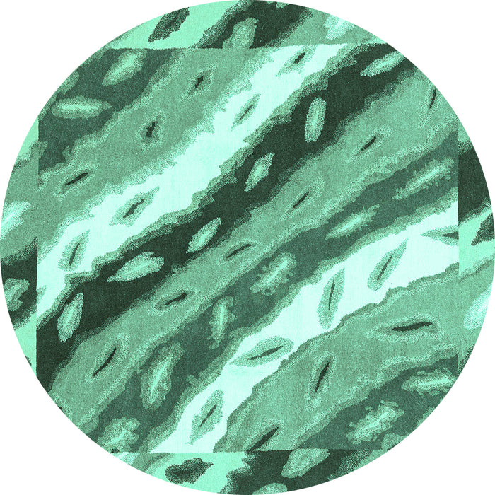 Round Machine Washable Animal Turquoise Modern Area Rugs, wshabs3597turq