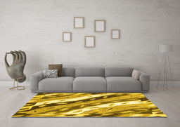 Machine Washable Animal Yellow Modern Rug in a Living Room, wshabs3597yw