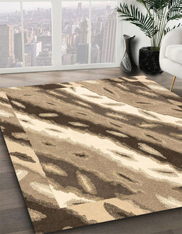 Machine Washable Abstract Yellow Rug in a Family Room, wshabs3597