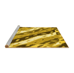 Sideview of Machine Washable Animal Yellow Modern Rug, wshabs3597yw