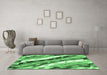 Machine Washable Animal Emerald Green Modern Area Rugs in a Living Room,, wshabs3597emgrn