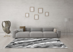 Machine Washable Animal Gray Modern Rug in a Living Room,, wshabs3597gry