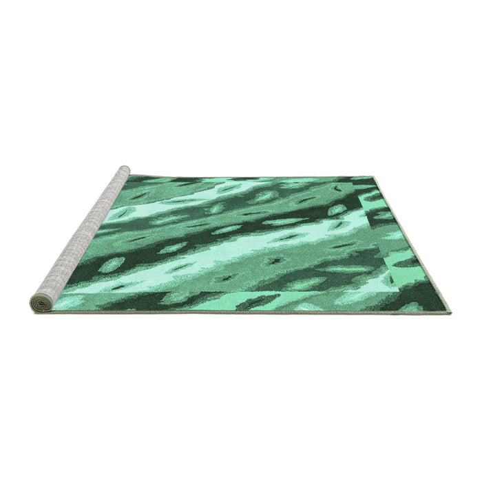 Sideview of Machine Washable Animal Turquoise Modern Area Rugs, wshabs3597turq