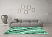 Machine Washable Animal Turquoise Modern Area Rugs in a Living Room,, wshabs3597turq