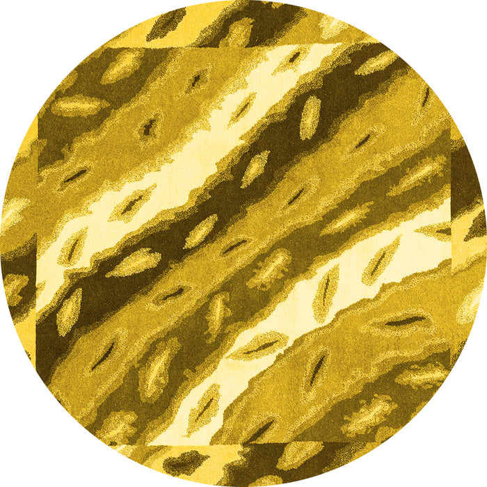 Round Machine Washable Animal Yellow Modern Rug, wshabs3597yw