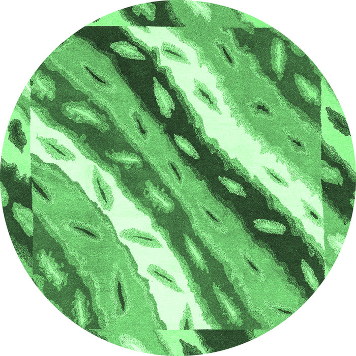 Round Machine Washable Animal Emerald Green Modern Area Rugs, wshabs3597emgrn