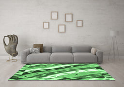 Machine Washable Animal Emerald Green Modern Area Rugs in a Living Room,, wshabs3598emgrn