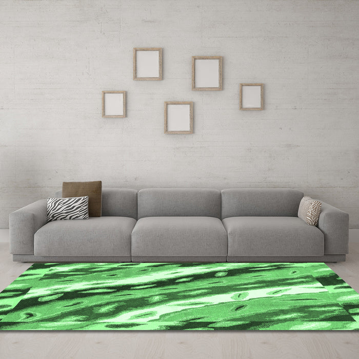 Machine Washable Animal Emerald Green Modern Area Rugs in a Living Room,, wshabs3598emgrn