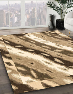 Abstract Reddish Brown Animal Rug in Family Room, abs3598