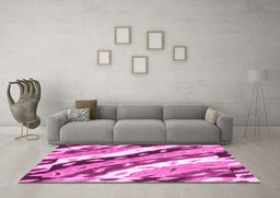Machine Washable Animal Pink Modern Rug in a Living Room, wshabs3598pnk