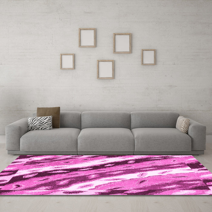 Machine Washable Animal Pink Modern Rug in a Living Room, wshabs3598pnk