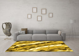 Machine Washable Animal Yellow Modern Rug in a Living Room, wshabs3598yw