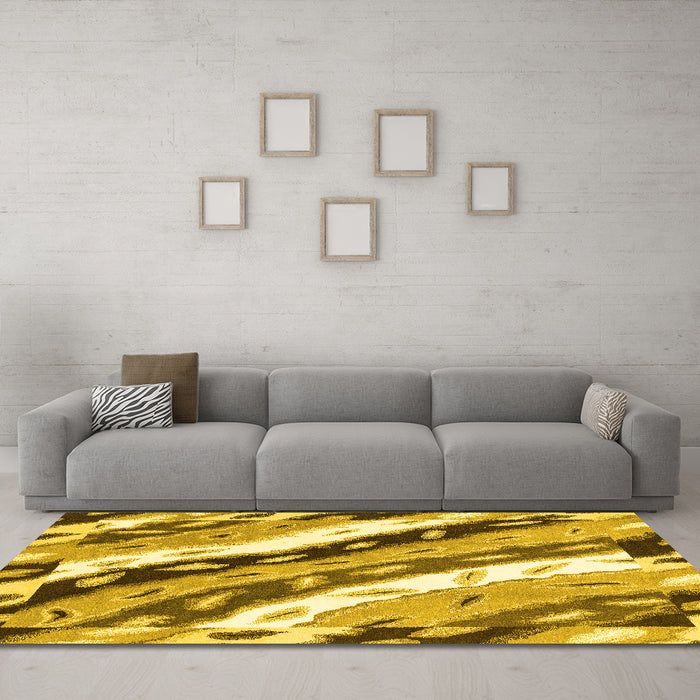 Machine Washable Animal Yellow Modern Rug in a Living Room, wshabs3598yw
