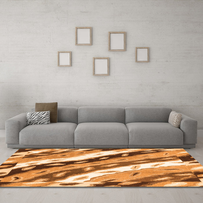 Machine Washable Animal Orange Modern Area Rugs in a Living Room, wshabs3598org