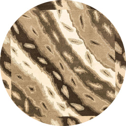 Round Machine Washable Abstract Red Brown Rug, wshabs3598