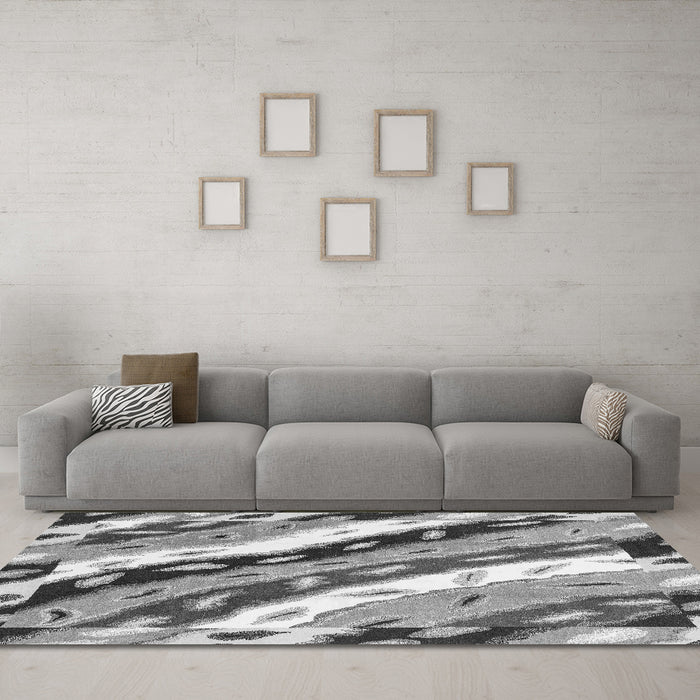 Machine Washable Animal Gray Modern Rug in a Living Room,, wshabs3598gry