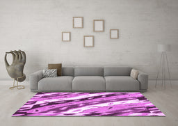 Machine Washable Animal Purple Modern Area Rugs in a Living Room, wshabs3598pur