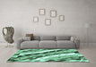 Machine Washable Animal Turquoise Modern Area Rugs in a Living Room,, wshabs3598turq