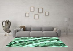 Machine Washable Animal Turquoise Modern Area Rugs in a Living Room,, wshabs3598turq