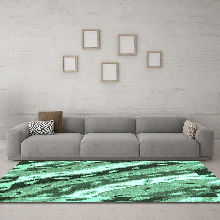 Machine Washable Animal Turquoise Modern Area Rugs in a Living Room,, wshabs3598turq