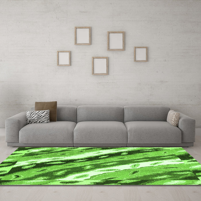 Machine Washable Animal Green Modern Area Rugs in a Living Room,, wshabs3598grn