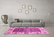 Machine Washable Oriental Pink Traditional Rug in a Living Room, wshabs3599pnk