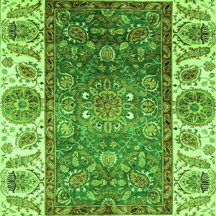 Machine Washable Oriental Green Traditional Area Rugs, wshabs3599grn