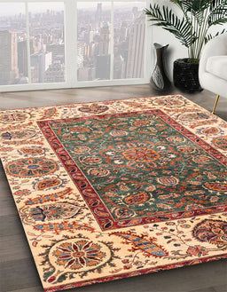 Abstract Yellow Oriental Rug in Family Room, abs3599