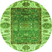 Round Oriental Green Traditional Rug, abs3599grn