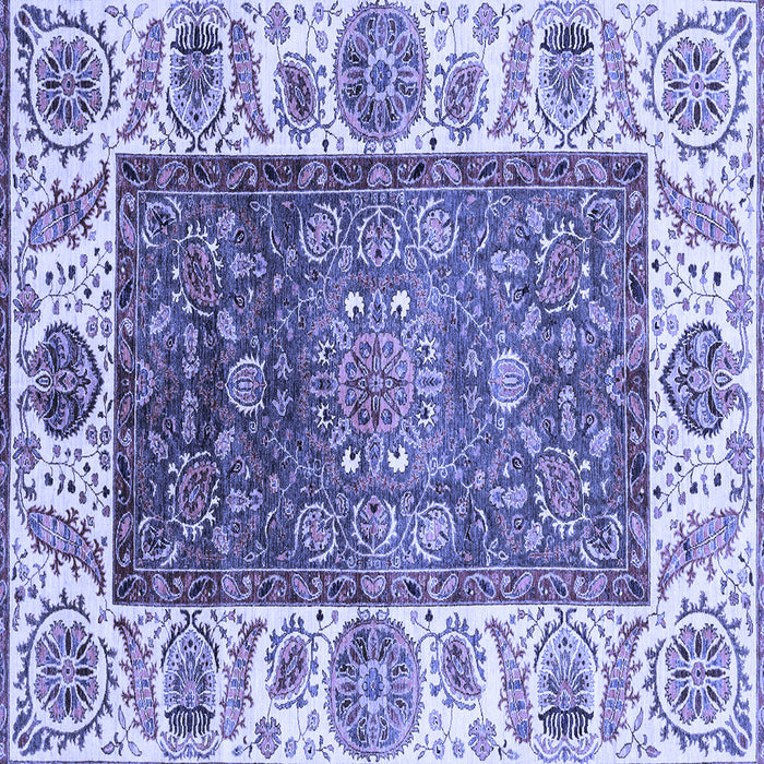 Square Machine Washable Oriental Blue Traditional Rug, wshabs3599blu
