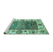 Sideview of Machine Washable Oriental Turquoise Traditional Area Rugs, wshabs3599turq