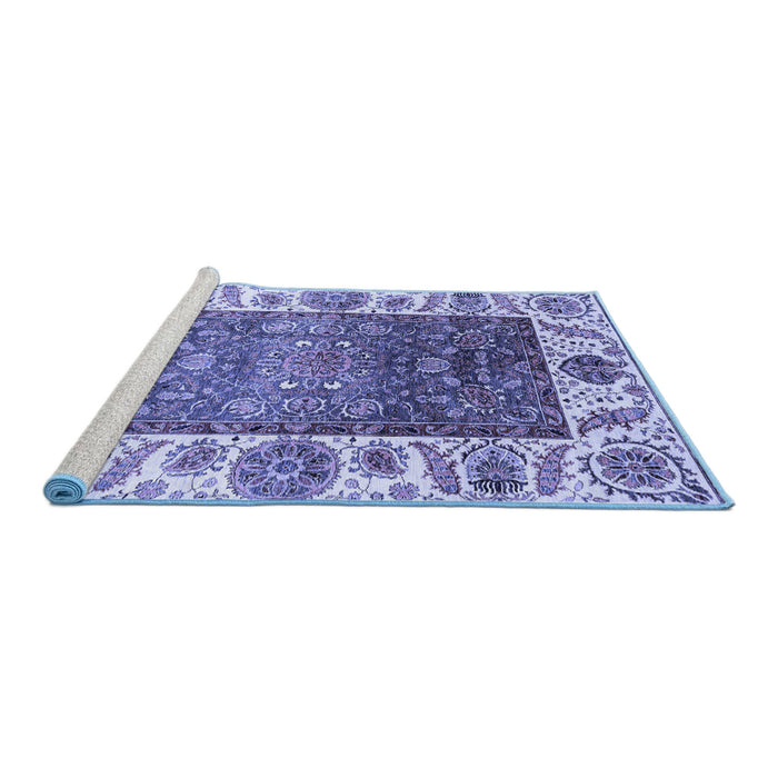 Sideview of Machine Washable Oriental Blue Traditional Rug, wshabs3599blu