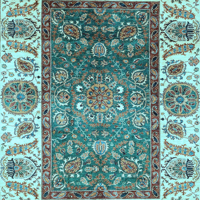 Machine Washable Oriental Light Blue Traditional Rug, wshabs3599lblu
